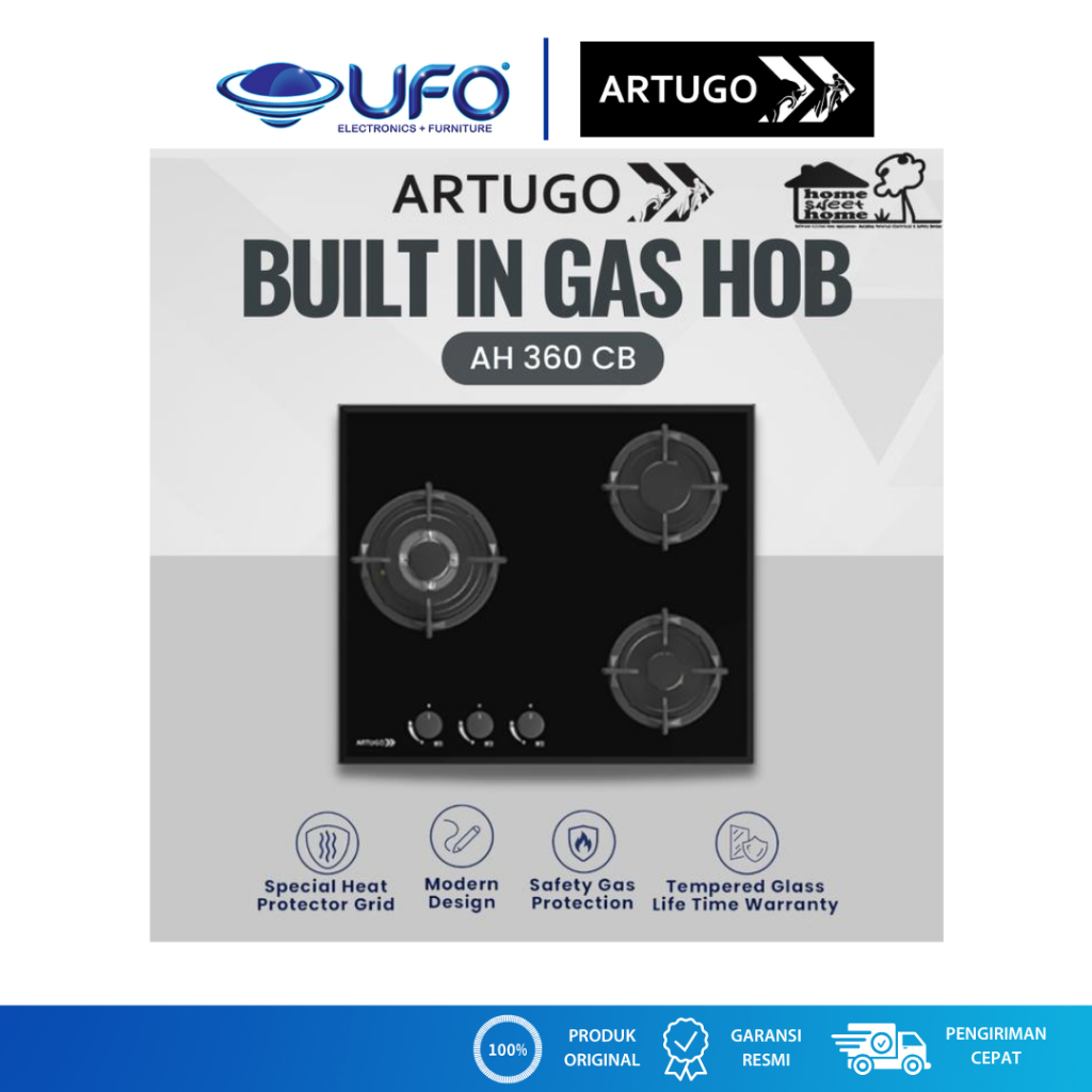 ARTUGO Kompor Gas Tanam AH360CB 3 Tungku
