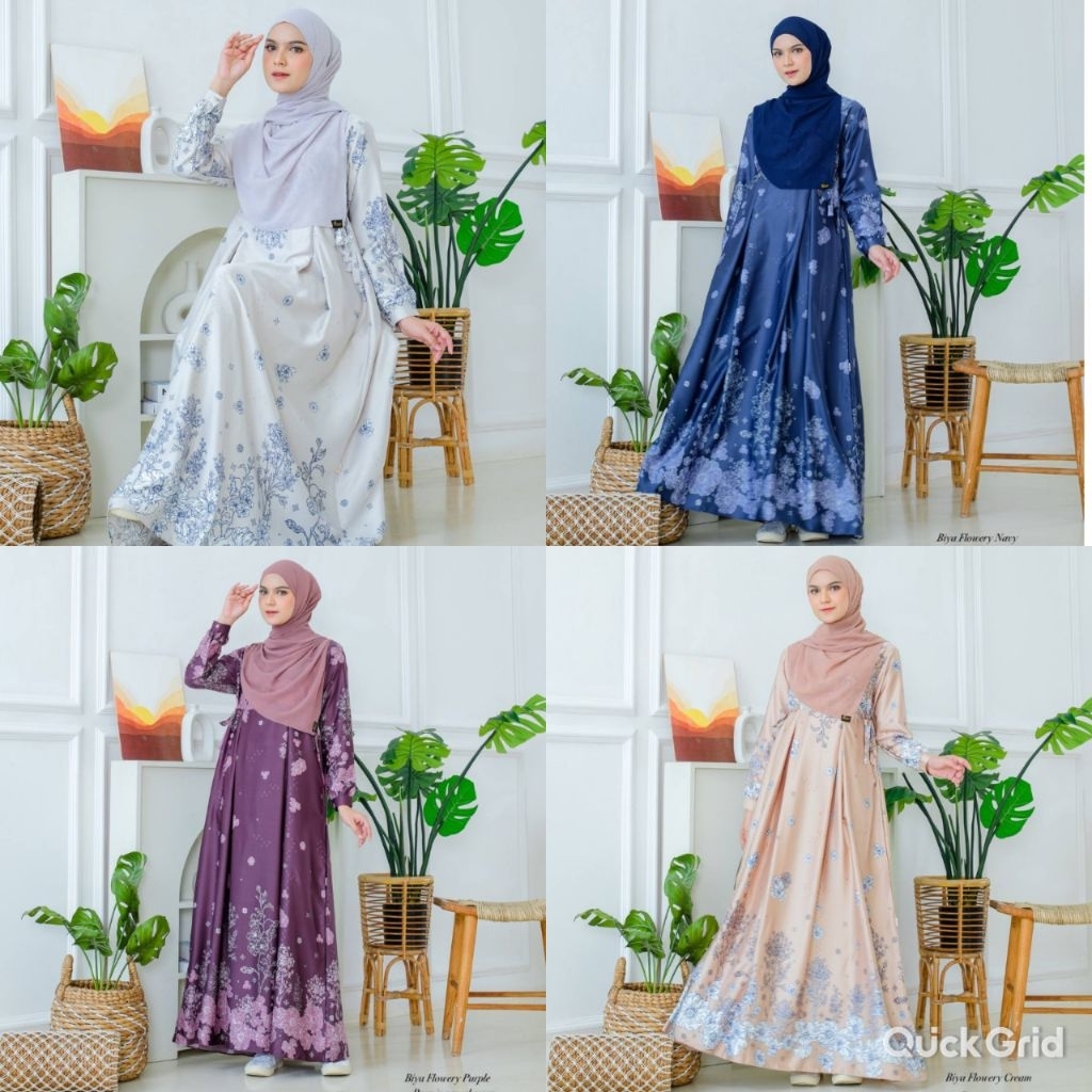 Gamis Dewasa bahan silk dior Biya dress gamis dewasa size jumbo set kerudung gamis set kerudung baju
