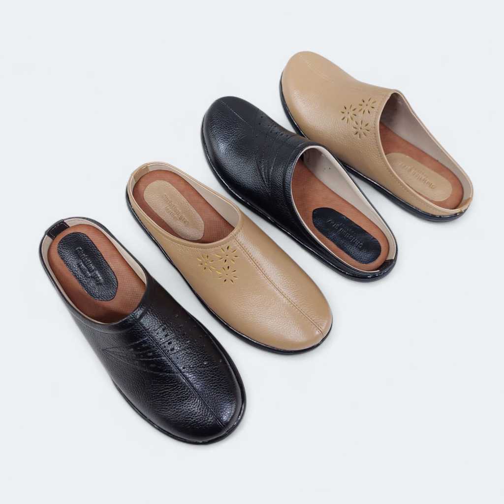 Sandal Slop Wanita Kulit Asli by Christian Gray - Mules Kulit untuk Wanita