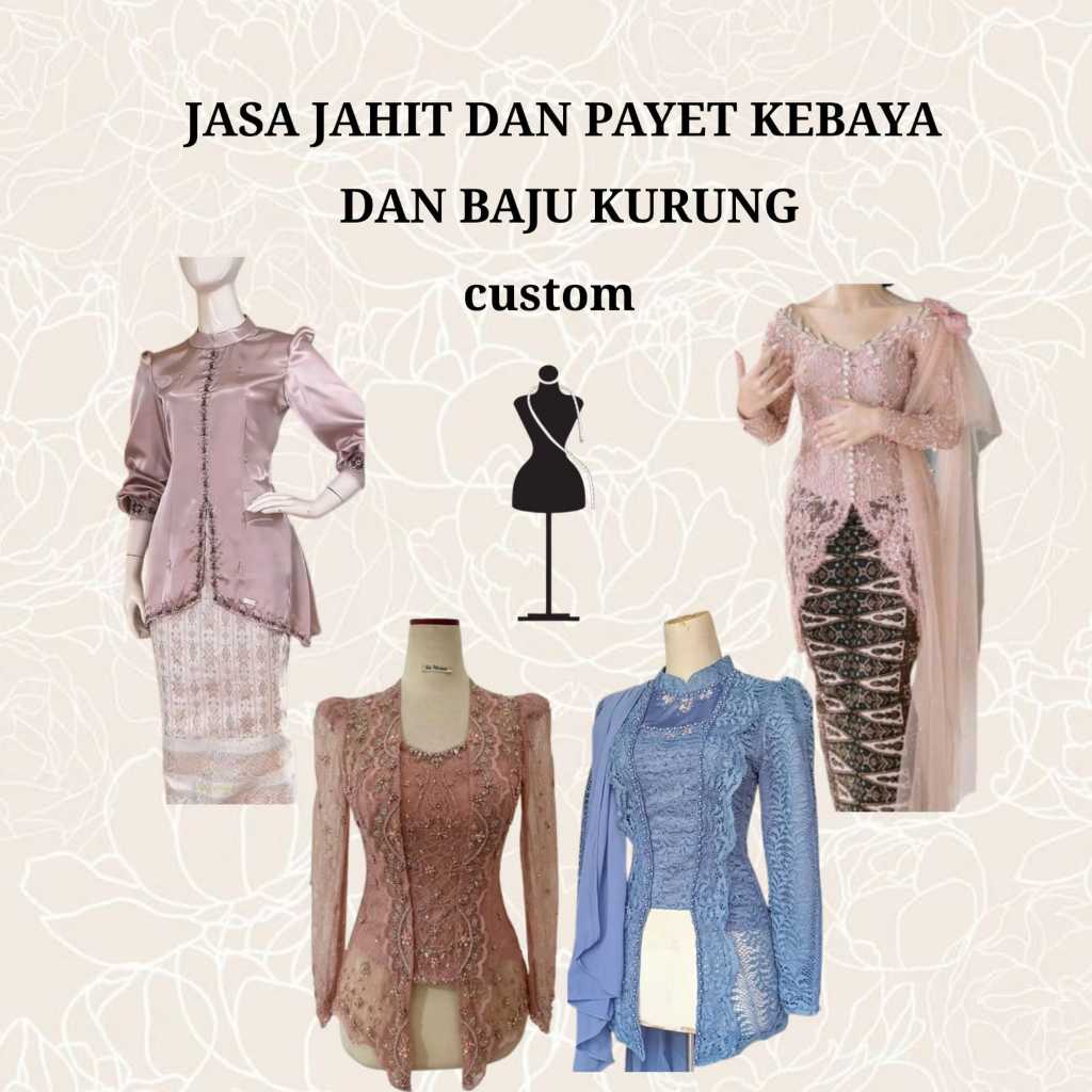 Baju brokat simple, Kebaya Wisuda Wanita, Baju Kurung Jasa Jahit Custom Dress Wanita