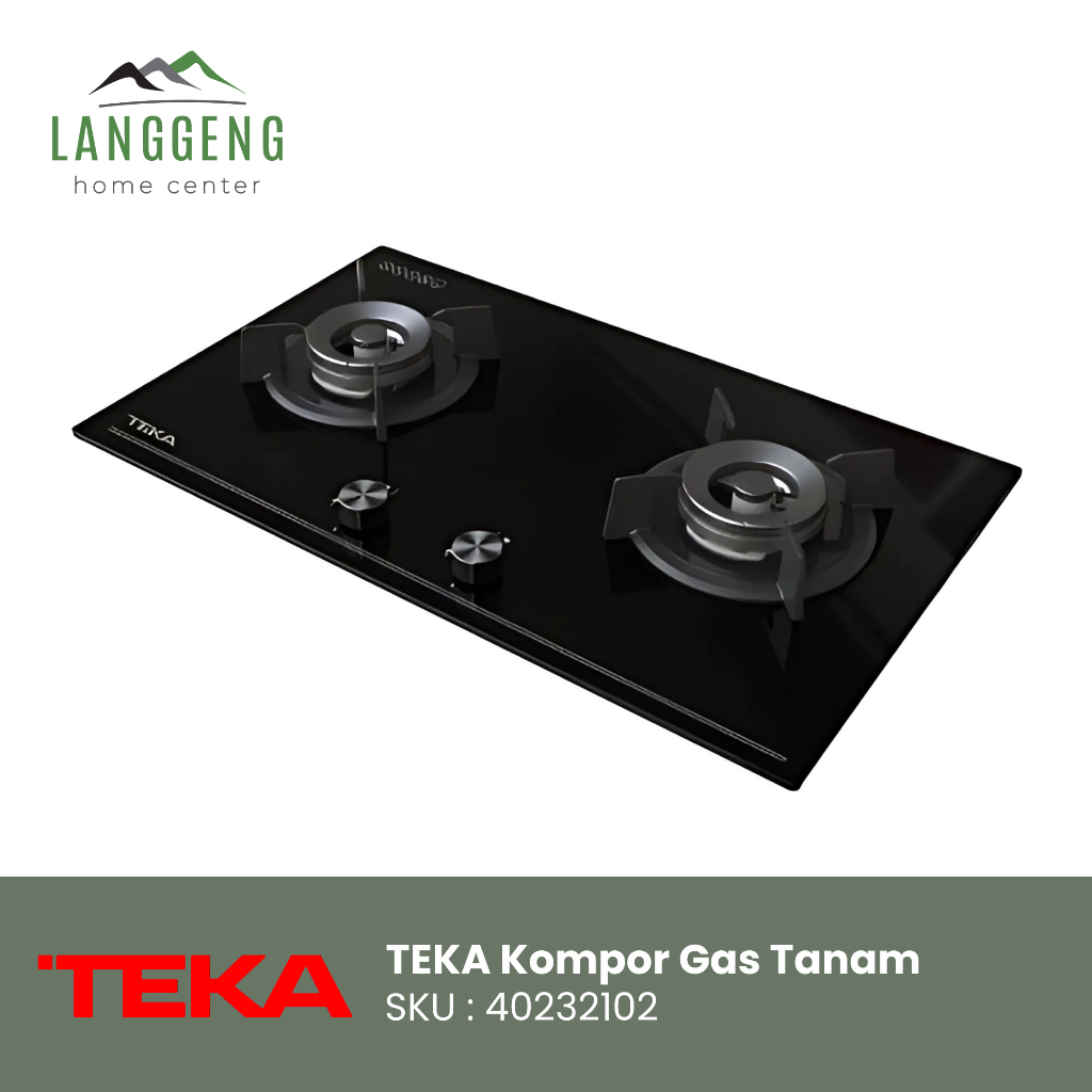 TEKA Hob GKN LUX 75.2G.AI.AL.2TR – Kompor Tanam Gas, 2 Turbo Ring Burner, Tempered Glass 8mm, Auto I
