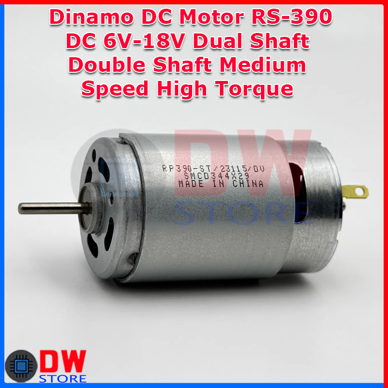 Dinamo DC Motor RS390 RS 390 DC 6V - 18V Medium RPM Speed High Torque Dual Double Shaft