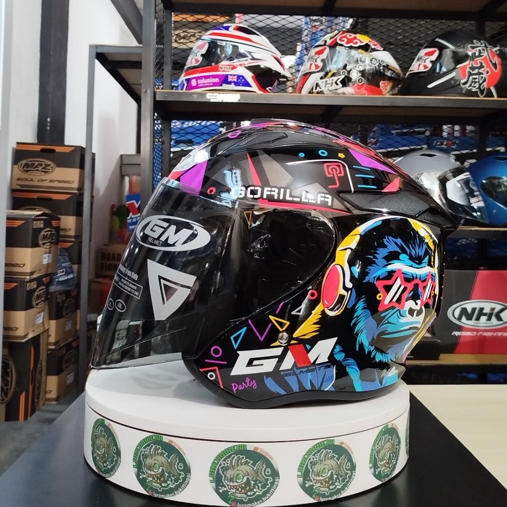 HELM GM KING FIGHTER GORILLA BLACK PINK VISOR LIGHTSMOKE