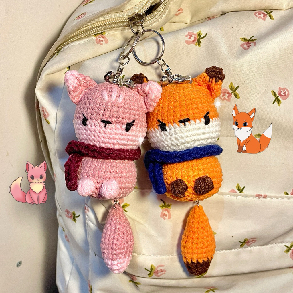 [CROCHEARA] crochet keychain rubah | gantungan kunci rubah | gantungan rajut fox couple | gantungan 
