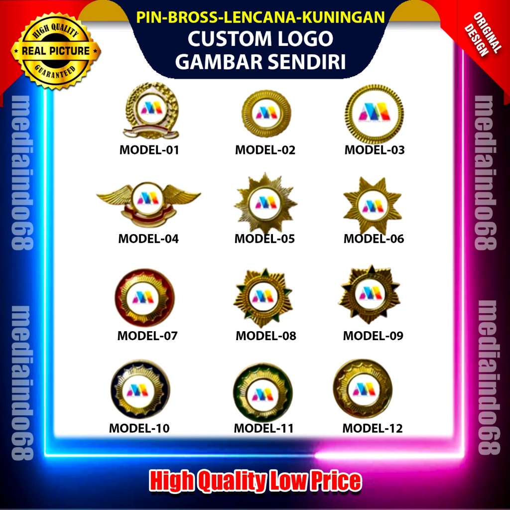 PIN/BROSS/LENCANA Custom LOGO SENDIRI, Bahan Kuningan-Terlengkap-Termurah