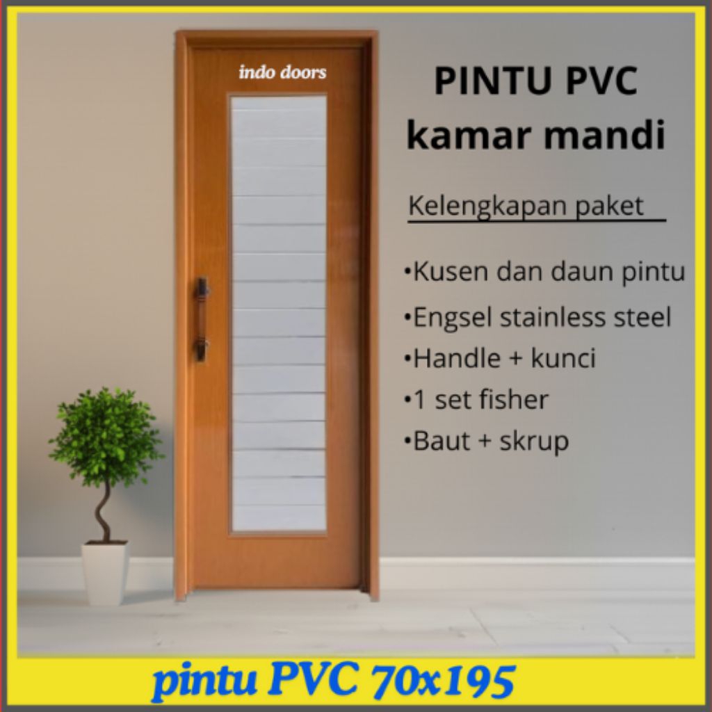 Pintu Kamar Mandi PVC Tebal 70x195 Premium