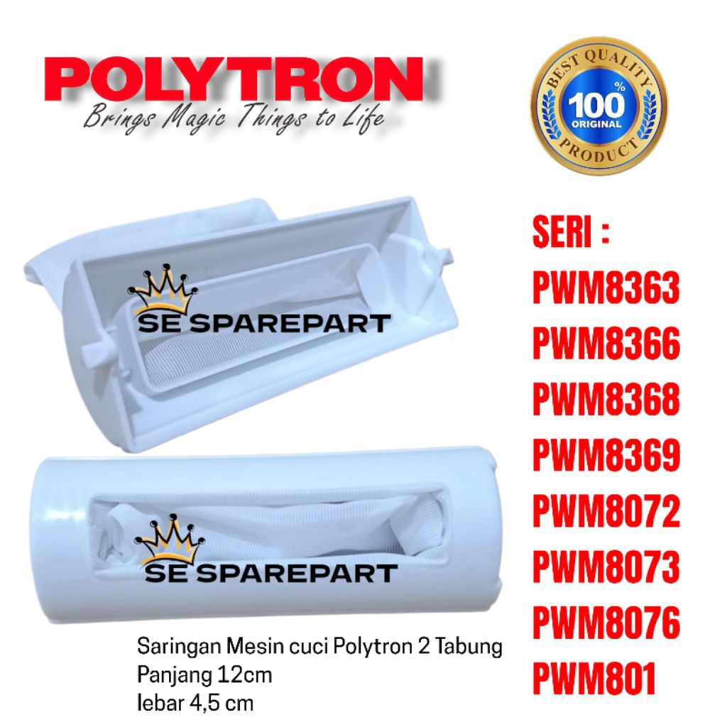SARINGAN MESIN CUCI POLYTRON 2 TABUNG P 12CM L 4,5cm PWM8363 PWM8366 PWM8368 PWM8369 PWM8072 8073 PW
