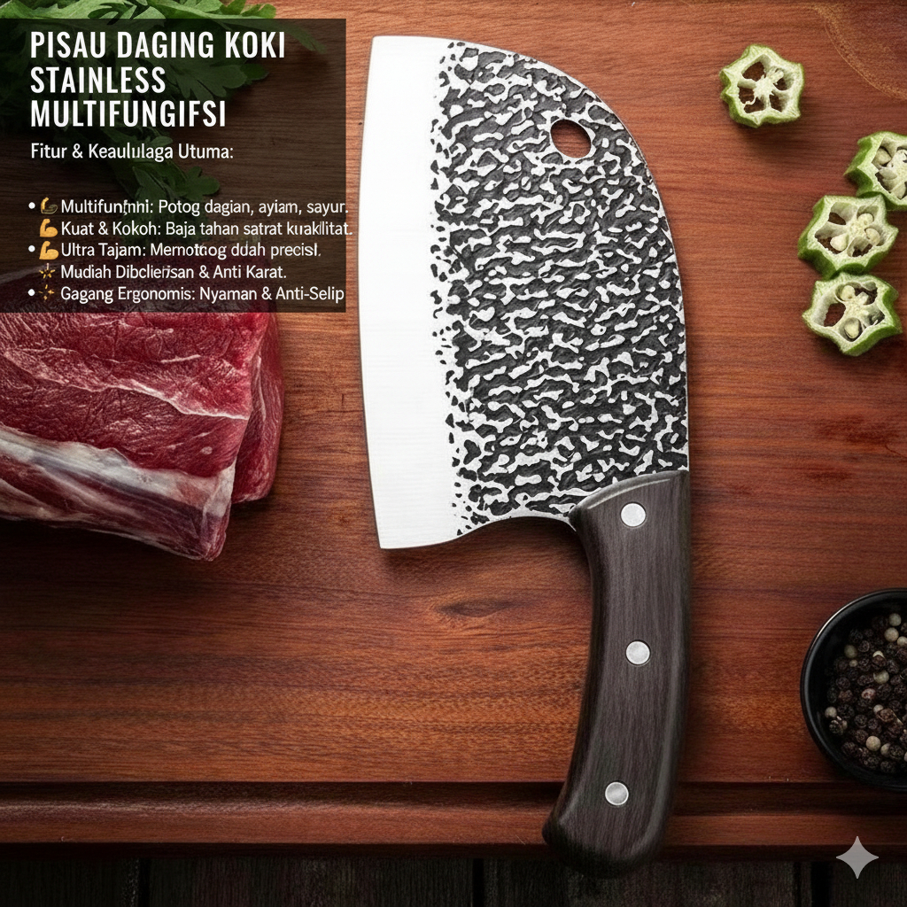 Pisau Koki Pisau Daging Pisau Japanese Knife Super Golok Potong Sapi Ayam ikan Super Tajam Stainless
