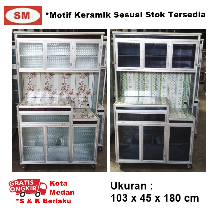 LEMARI SAYUR / RAK PIRING 3PT - KERAMIK LACI KACA - POLOS PUTIH / RYBEN