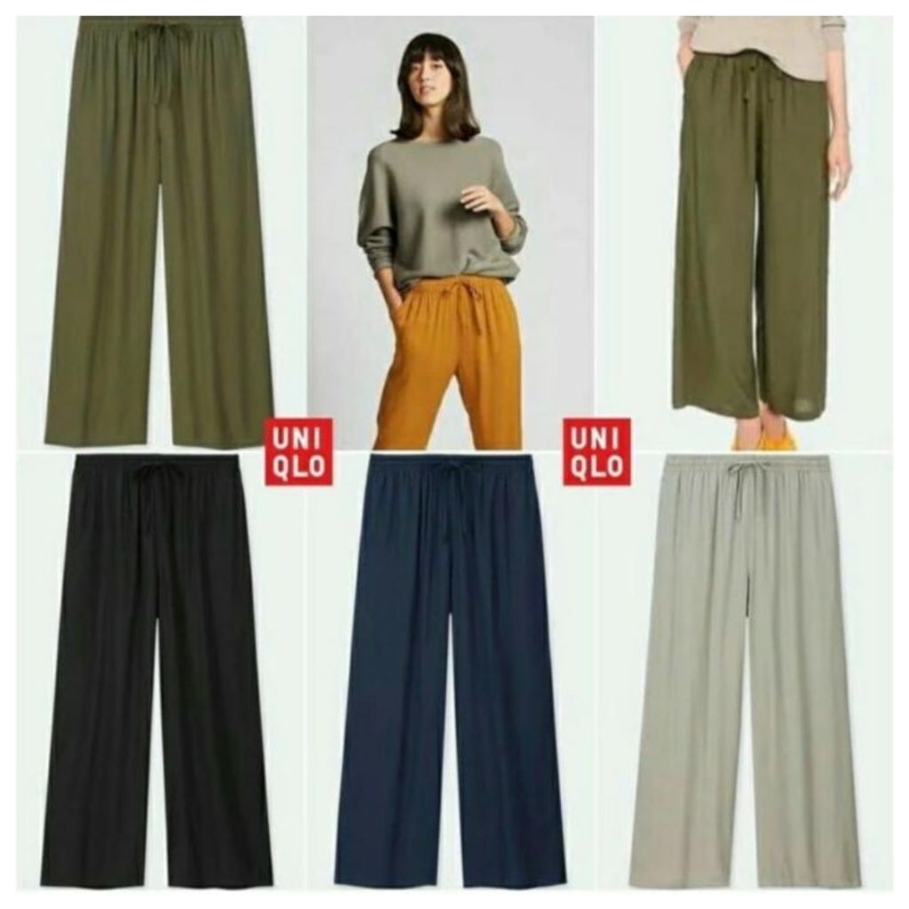UNIQLO Celana Kulot Panjang Wanita - Olive , Green, Black & Navy