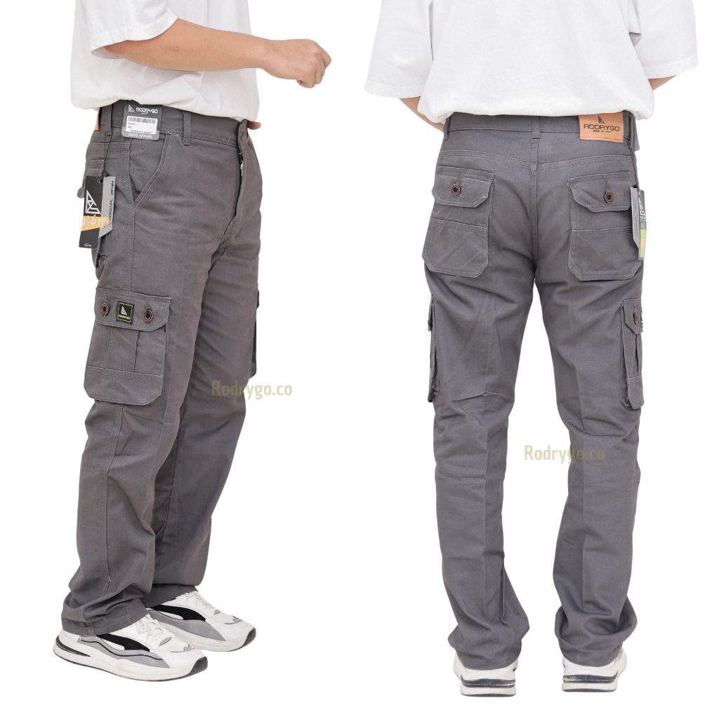 BIG SALE RODRYGO - CELANA PANJANG CARGO PRIA DEWASA SLIM FIT TWILL KANVAS NON STRETCH HIGH PREMIUM