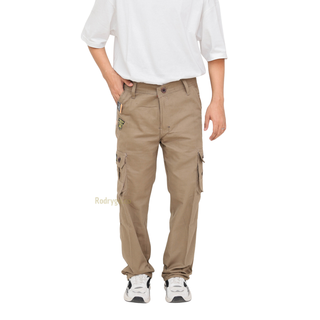 best sale rodrygo - celana panjang cargo pria dewasa slim fit twill kanvas non stretch high premium