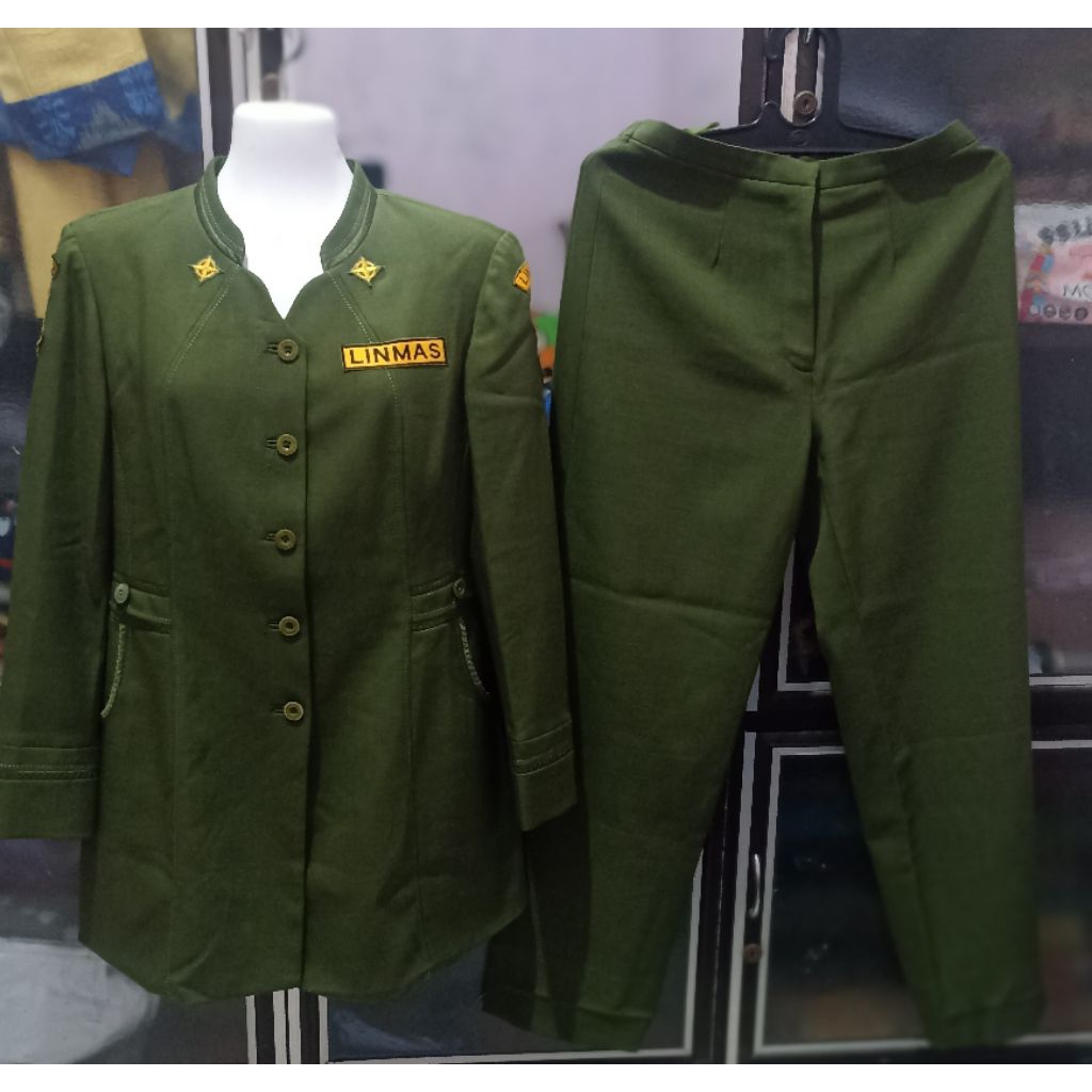 Setelan seragam LINMAS wanita preloved ( XL )