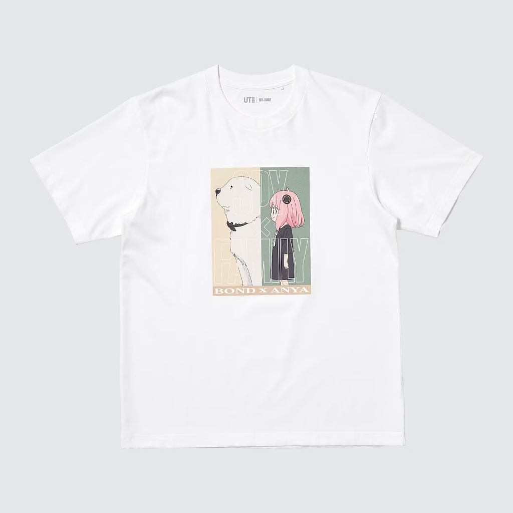 Tshirt Uniqlo Spy x Family (Bond x Anya) | UT SpyxFamily Kaos Lengan Pendek - Putih