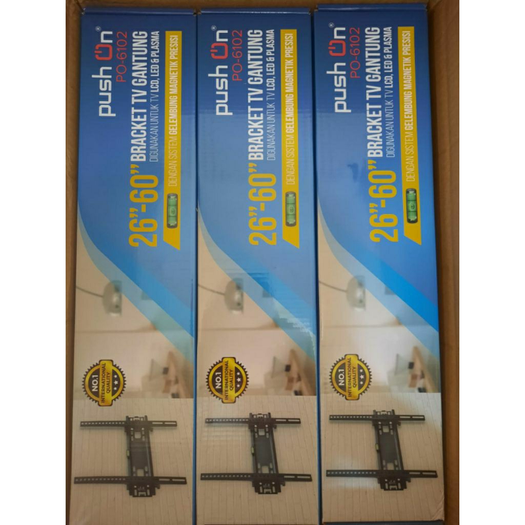 Bracket TV Dinding Push On PO-6102 Gantung 26-60inch Waterpass