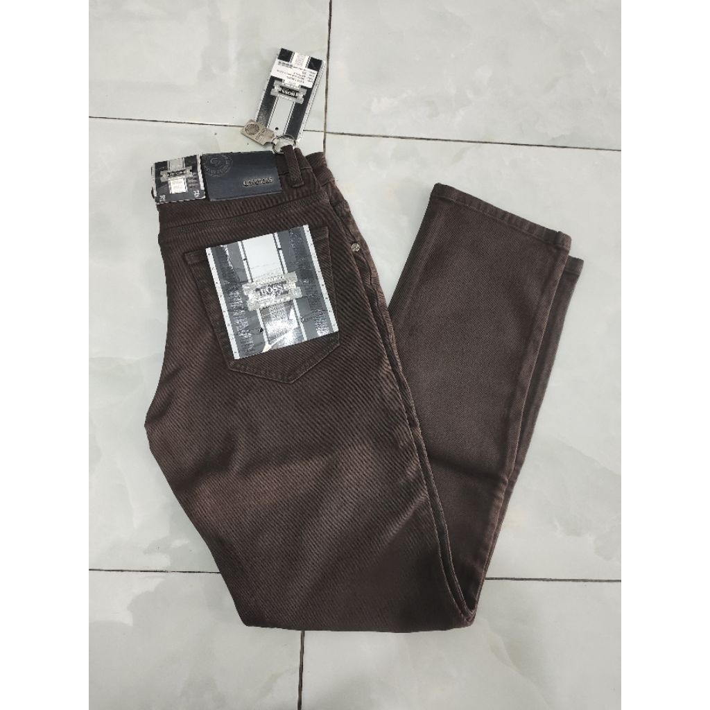 Celana Panjang Pria Goviboss UK 30 Warna Coklat || Kain Stretch, Model Slim , 100%Original