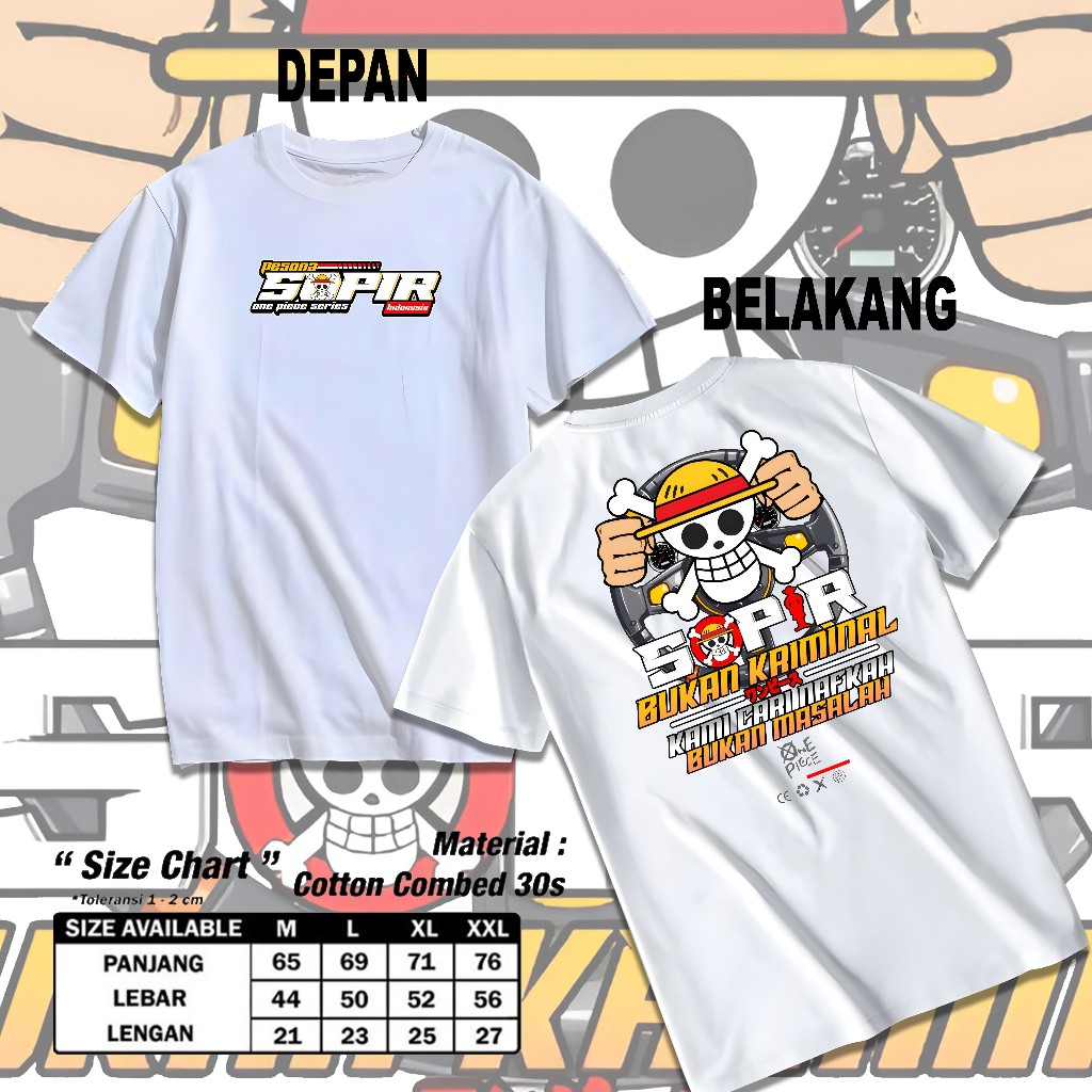 Kaos V3 Pesona Supir Indonesia X One Piece / Baju Pria Wanita T-Shrit combed 30s