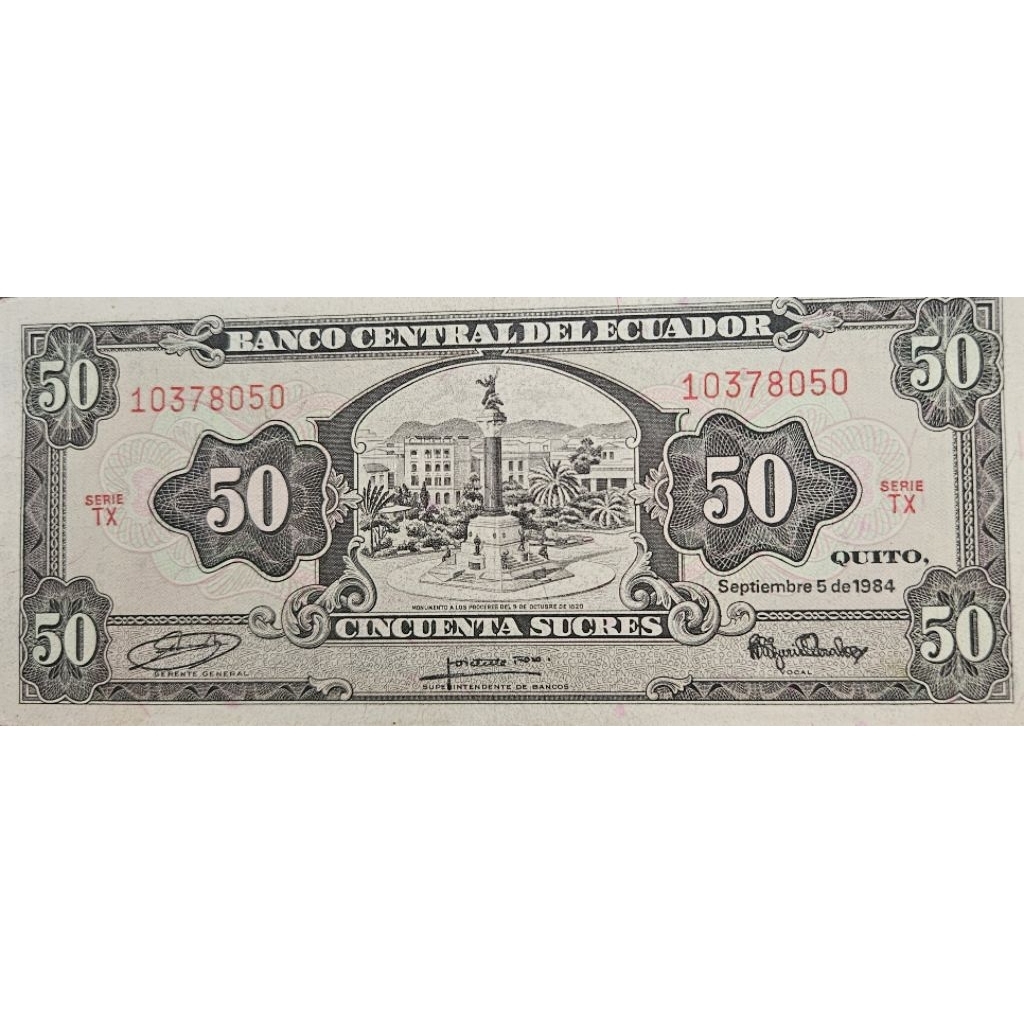 #Termurah Super Sangat Jarang Uang Asing Negara Ecuador 50 Cincuenta Sucres tahun 1984 Original 100%