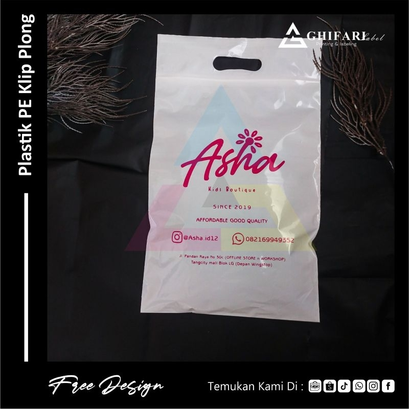 Plastik sablon custom FREE DESAIN  plastik pe klip plong kemasan plastik packing pakaian plastik sab
