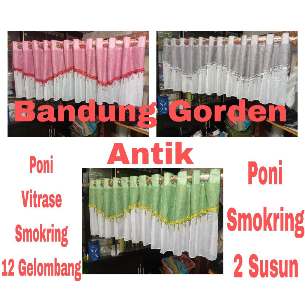 Poni Vitrase Smokring 2 Susun Mewah Poni Gorden Atas Pintu Terbaru Poni Hordeng Murah Poni Aesthetic