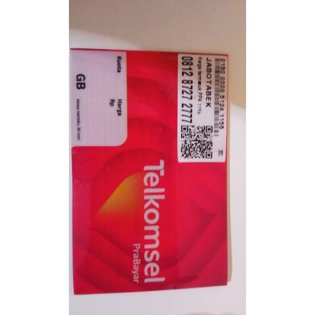 Nomer cantik telkomsel free kuota 260GB ekor 777