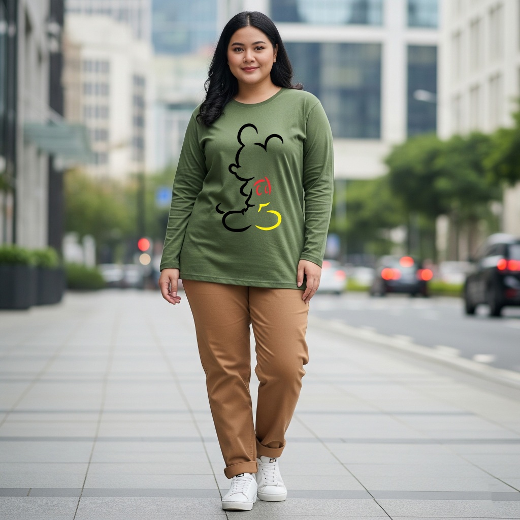Atasan Panjang Plus Size Kaos Mickey 3 Warna Tshirt Lengan Panjang Big Size LD 160 150 140 130 120