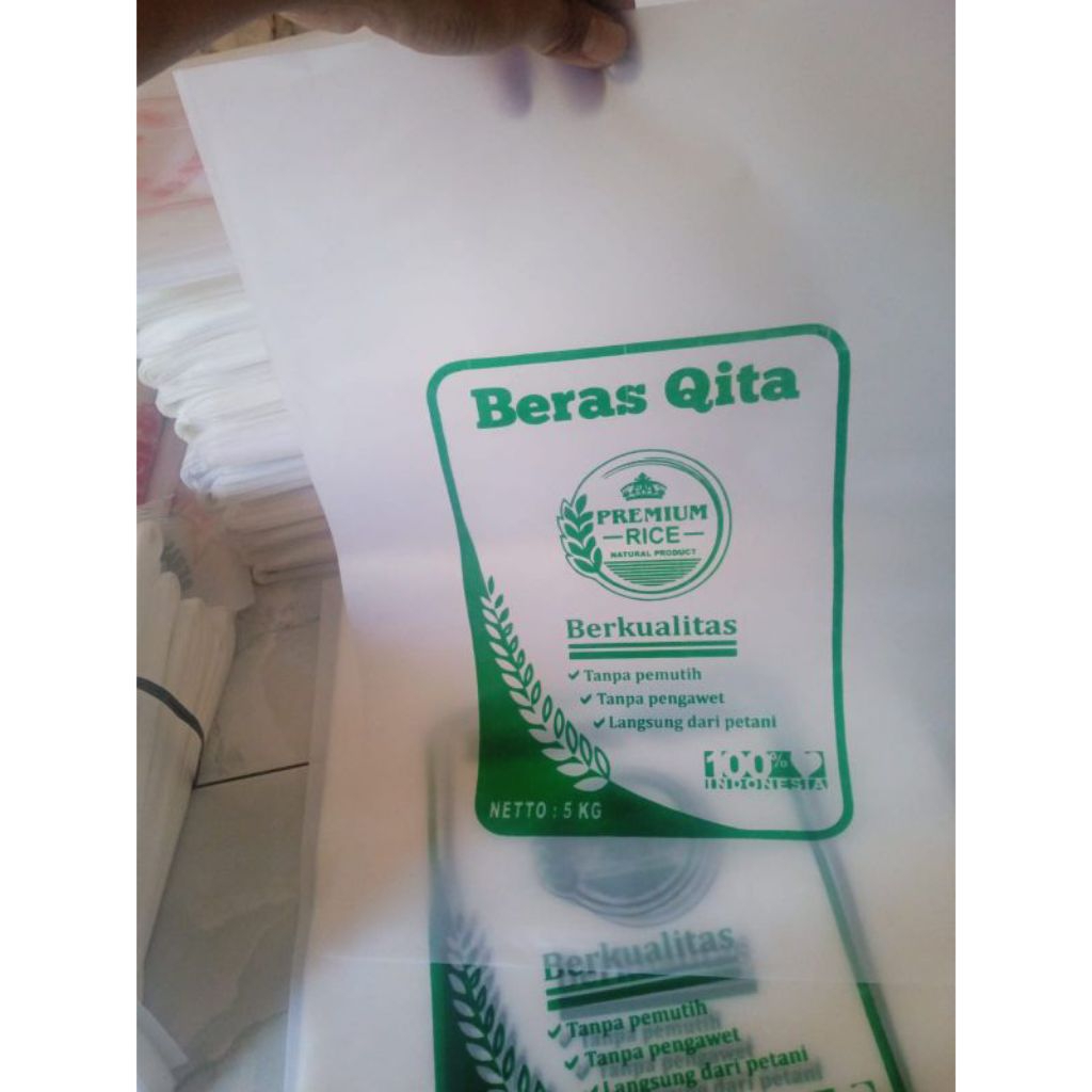 Sablon plastik Beras 5 KG HD Custom disain sesukamu