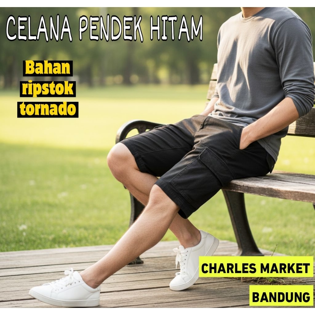 CELANA HITAM PENDEK PDL - CELANA PDL HITAM PENDEK - LORENG PDL PENDEK