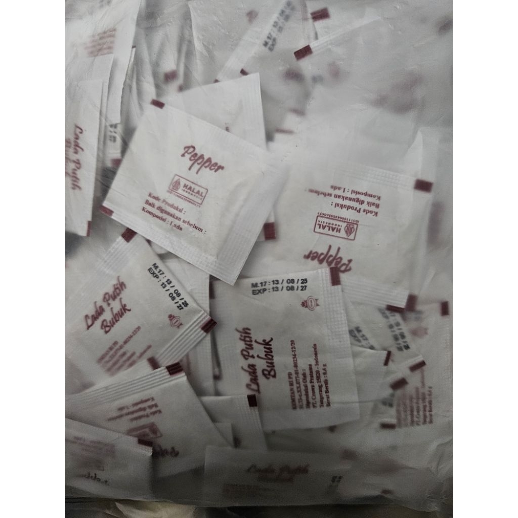 Lada Putih Bubuk/ Lada Sachet/ Lada hotel/ Pepper Sachet