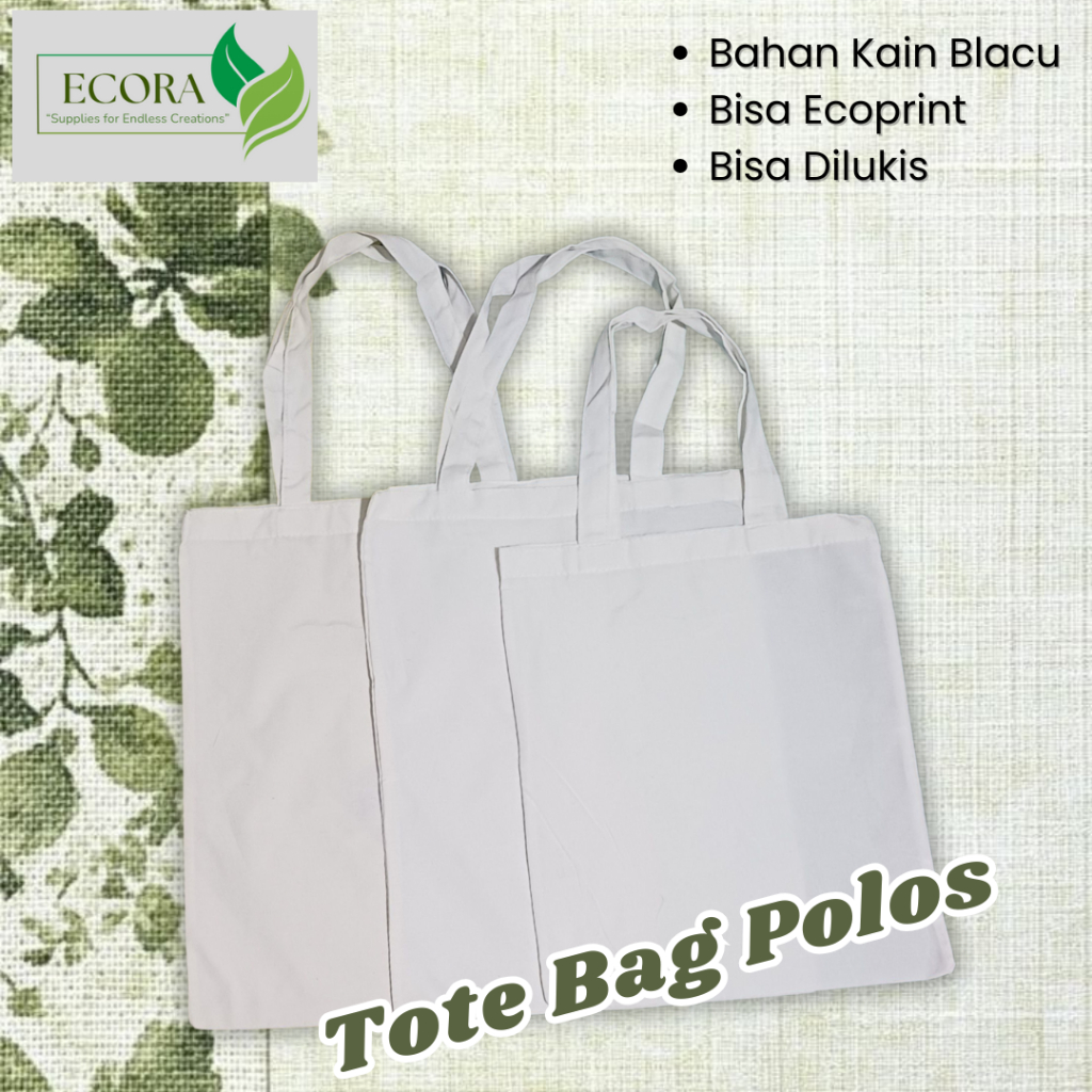 Totebag Polos Bahan Blacu, Totebag Putih Polos Ecoprint dan Souvenir