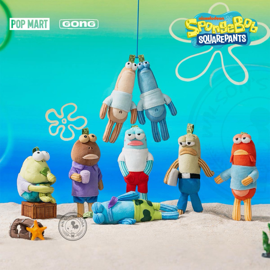 [ORIGINAL] POP MART Spongebob Squarepants Bikini Bottom Buddies Fish Whimsical Plush POPMART GONG Se
