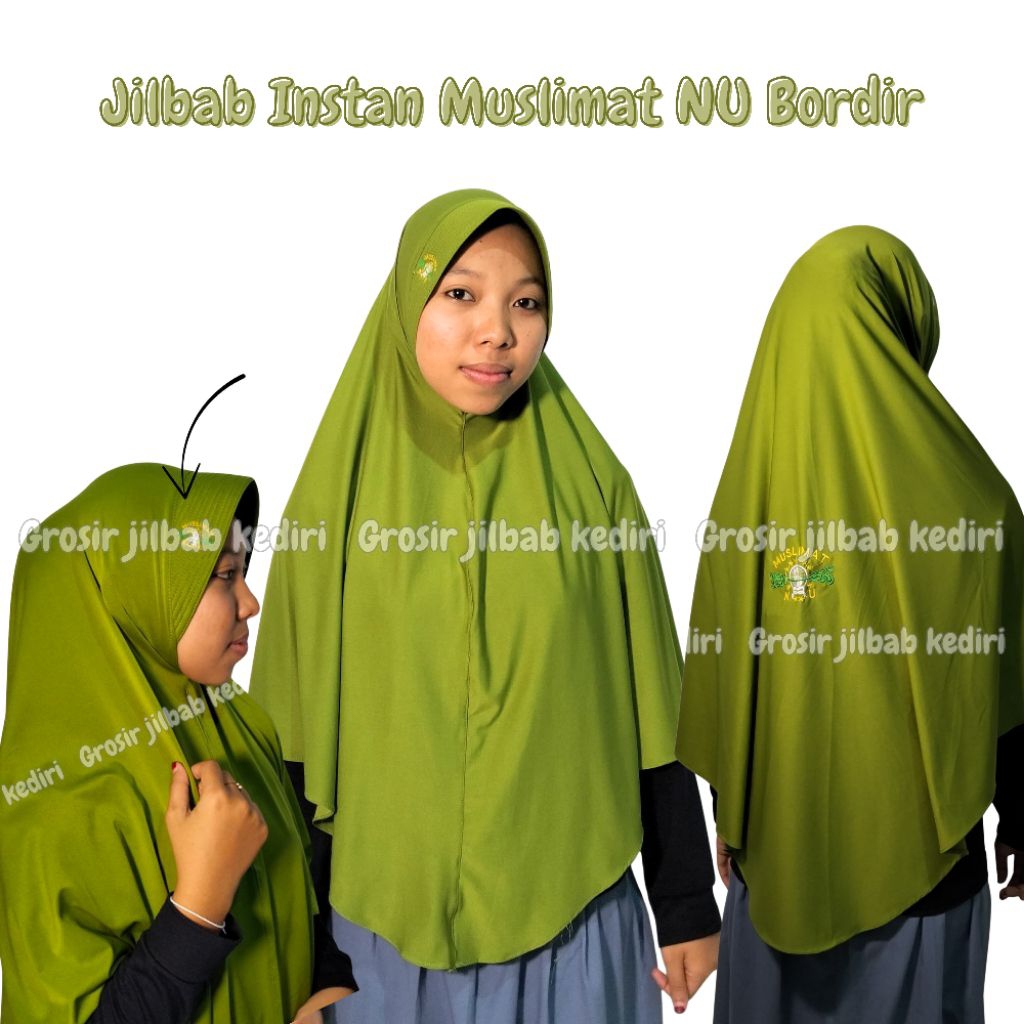 Jilbab Muslimat NU bordir instan logo muslimat bordir