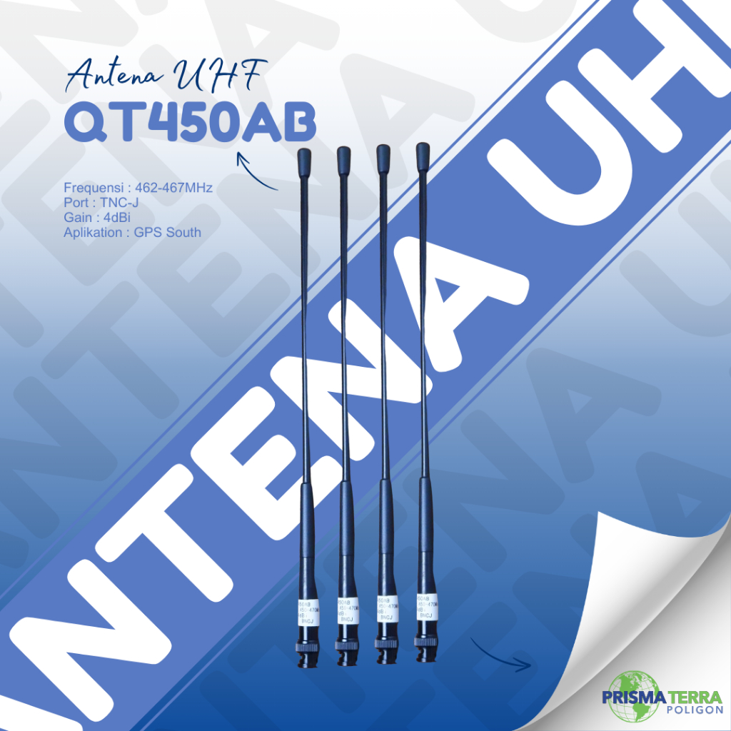Antena UHF QT450AB Frekuensi 462-467 MHz Port TNC-J Gain 4dBi