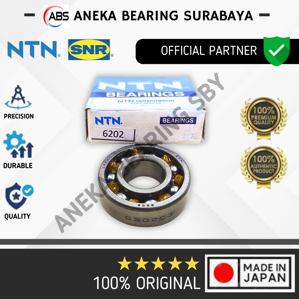 BEARING 6202 NTN ORIGINAL LAHER LAKER BEARING RODA 6202 CM POLOS 15X35X11