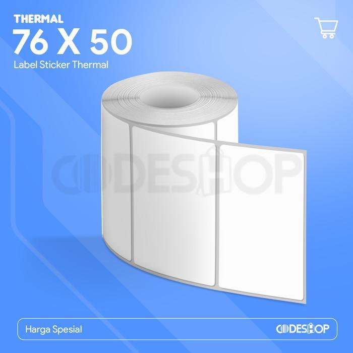 1 Slop Label Thermal 76x50 mm Coreless isi 200 Pcs Stiker Resi Codeshop 6 Roll