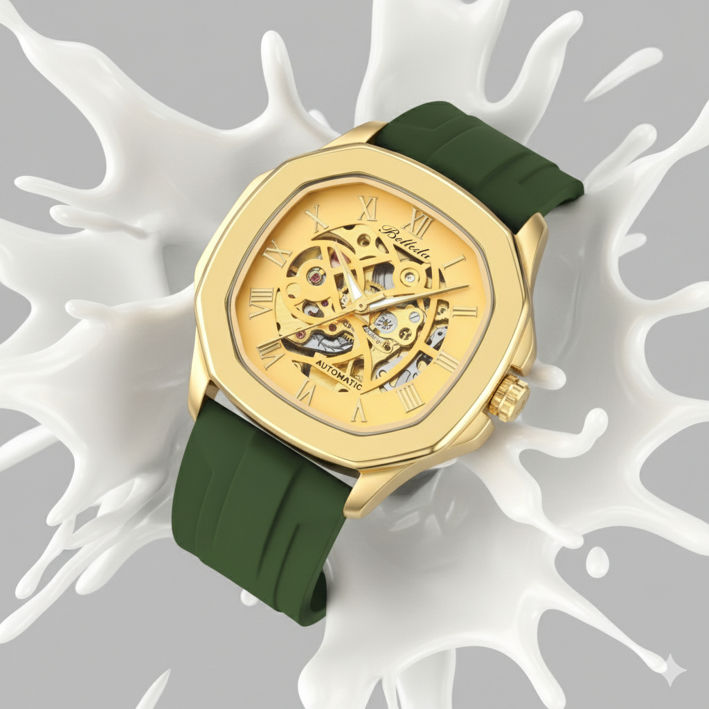 BELLEDA Jam Tangan Pria Belleda 9484 Automatic Strap Rubber Original Fashion Terlaris Mewah Anti Air