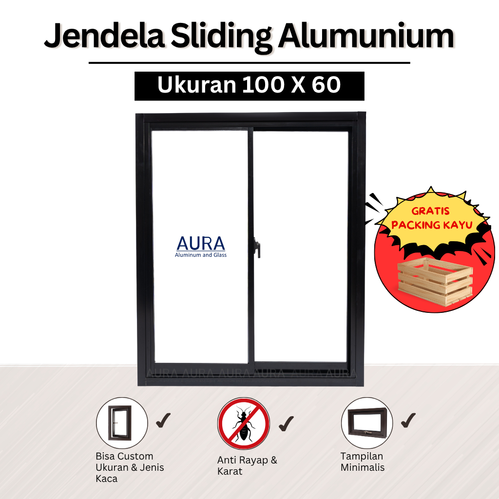 Jendela Sliding - 100*60 (Packing Kayu)