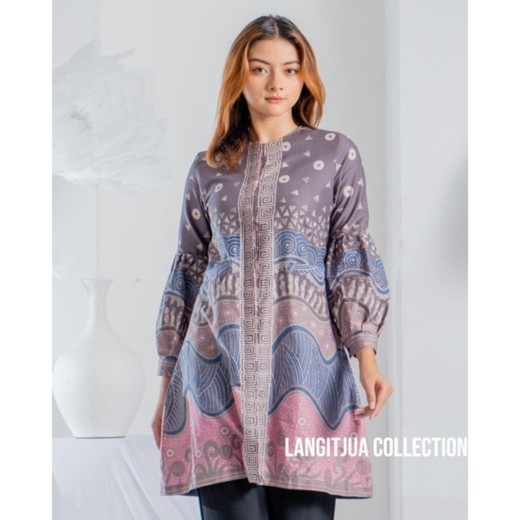 LANGITJUA - Tunik Batik Solo Bestari Saku Paspol 01 | Baju Batik Busui Friendly
