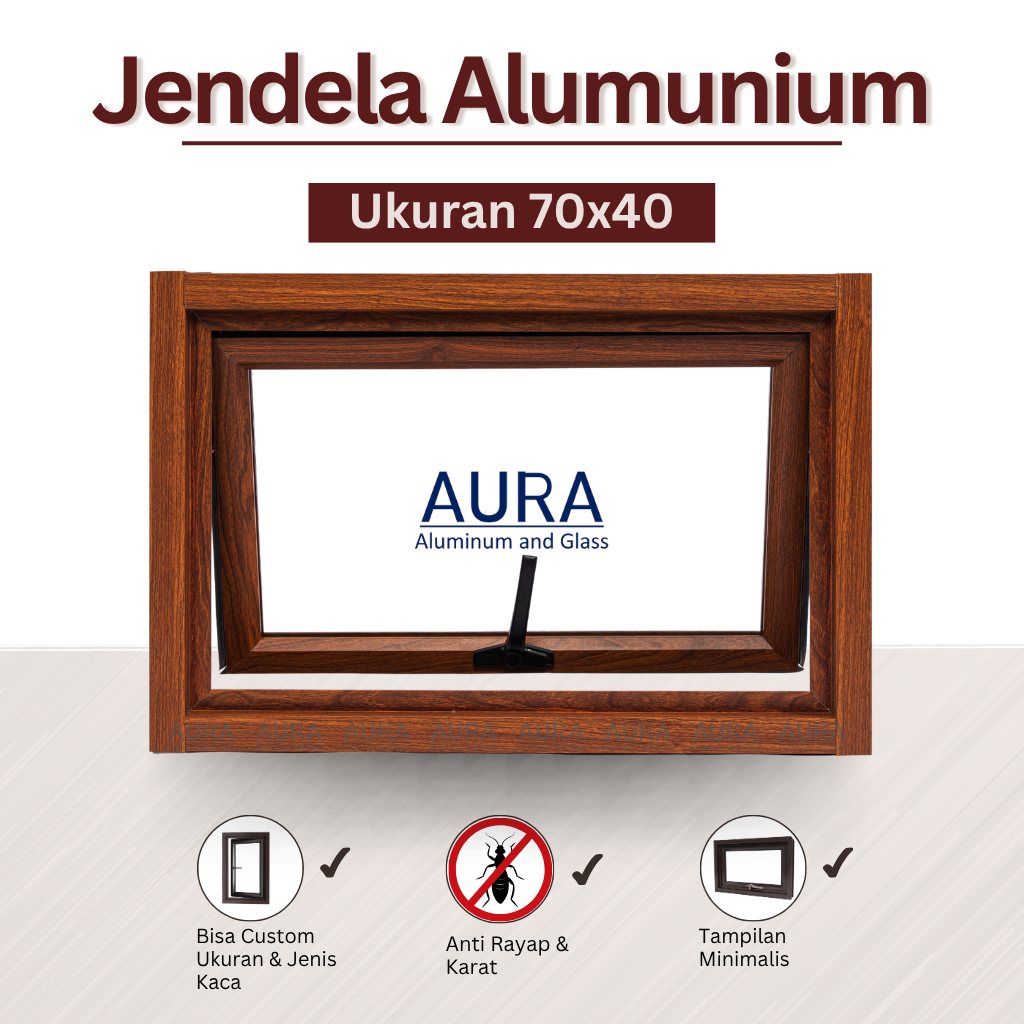 Jendela Bovenli Urat Kayu - 70*40
