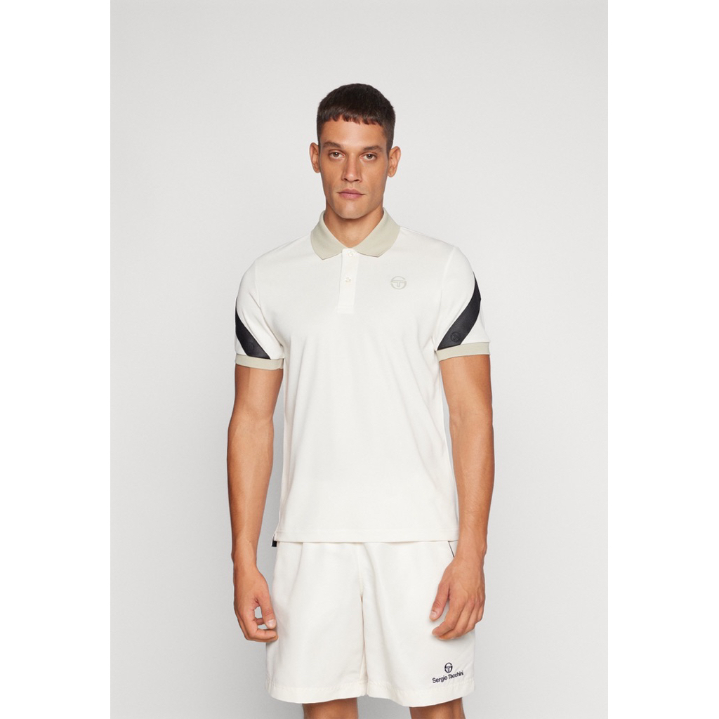 Sergio Tacchini Original Diagonalley Polo Shirt In Gardenia / Abbey Stone