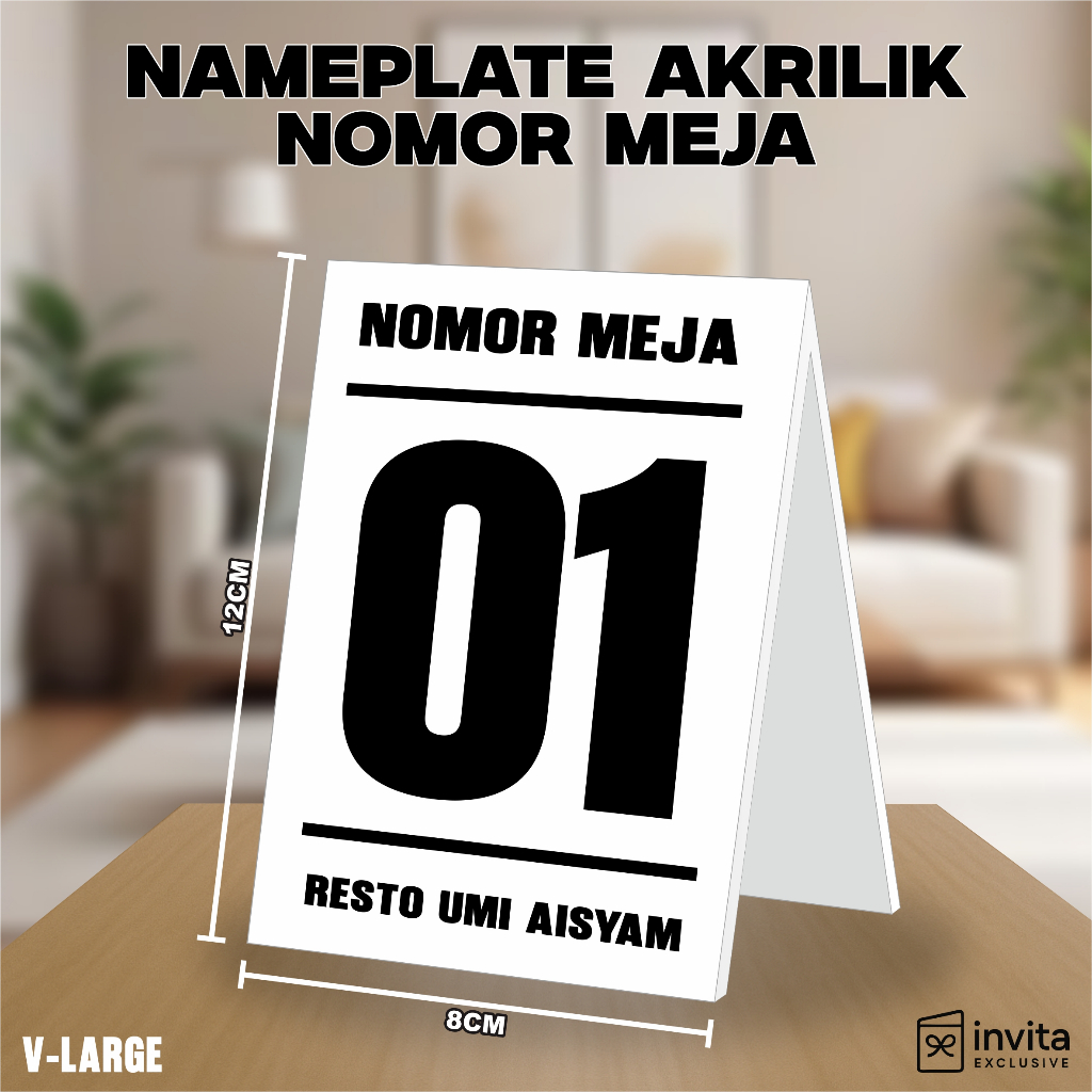 Nomor Meja Akrilik Unik & Elegan | Custom Logo Nama Restoran Cafe Aesthetic