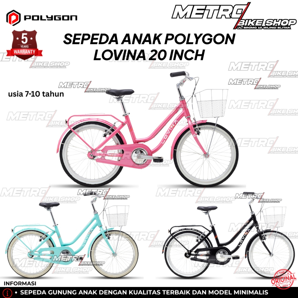 Sepeda anak cewek Polygon Lovina 20 inch Sepeda perempuan City bike / CTB / Mini /Sepeda kota sepeda