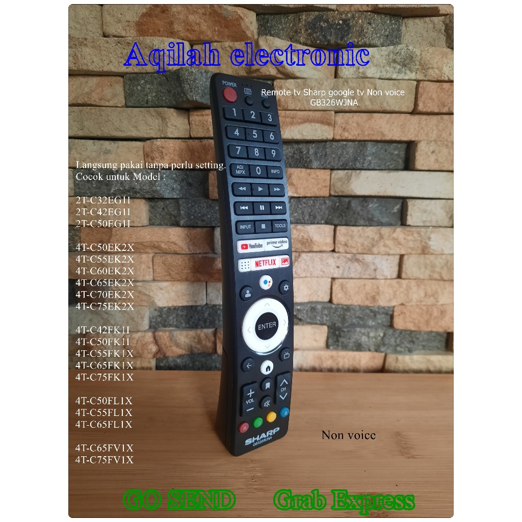 Sharp remote tv smart tv google tv GB326WJNA Non voice