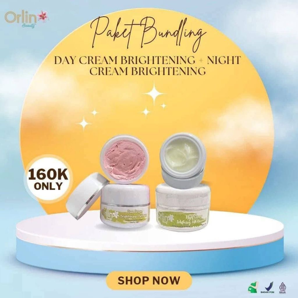 Day + Night cream Brightening Platinum Orlin beauty Skincare wajah kusam susah putih