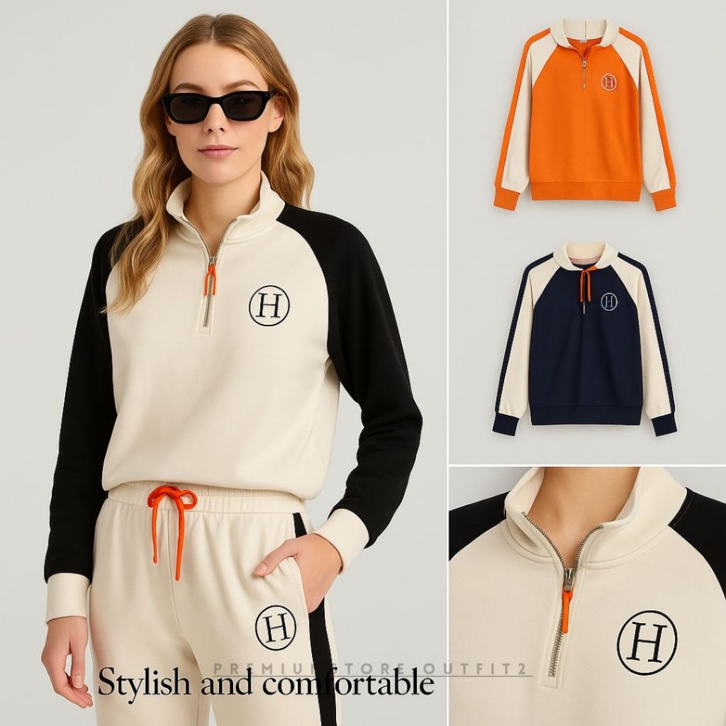 Setelan Sporty Premium Import Wanita– Baju & Celana Training Nyaman Modis Kasual Harian