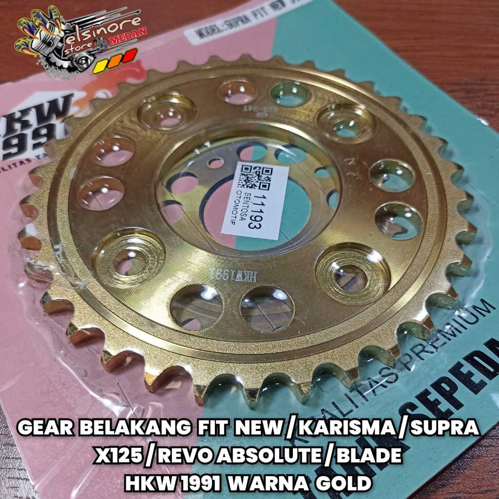 GEAR BELAKANG SUPRA FIT NEW/KARISMA/SUPRA X125/REVO ABSOLUTE/BLADE WARNA GOLD TYPE 428 30/31/32/33/3