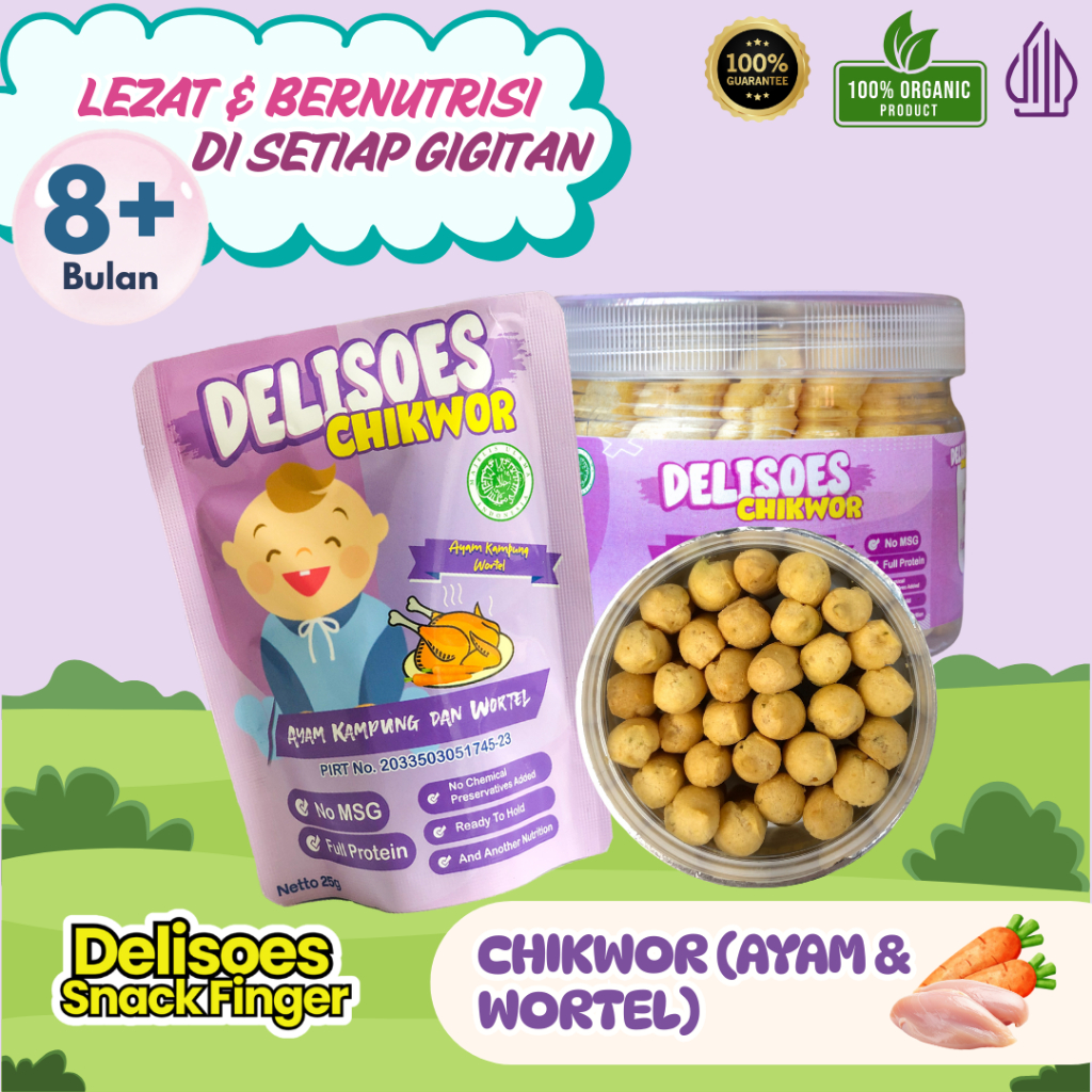 DELISOES Puffs - Chickwor 25g / Snack Sehat MPASI Non MSG Bayi Anak Alamii