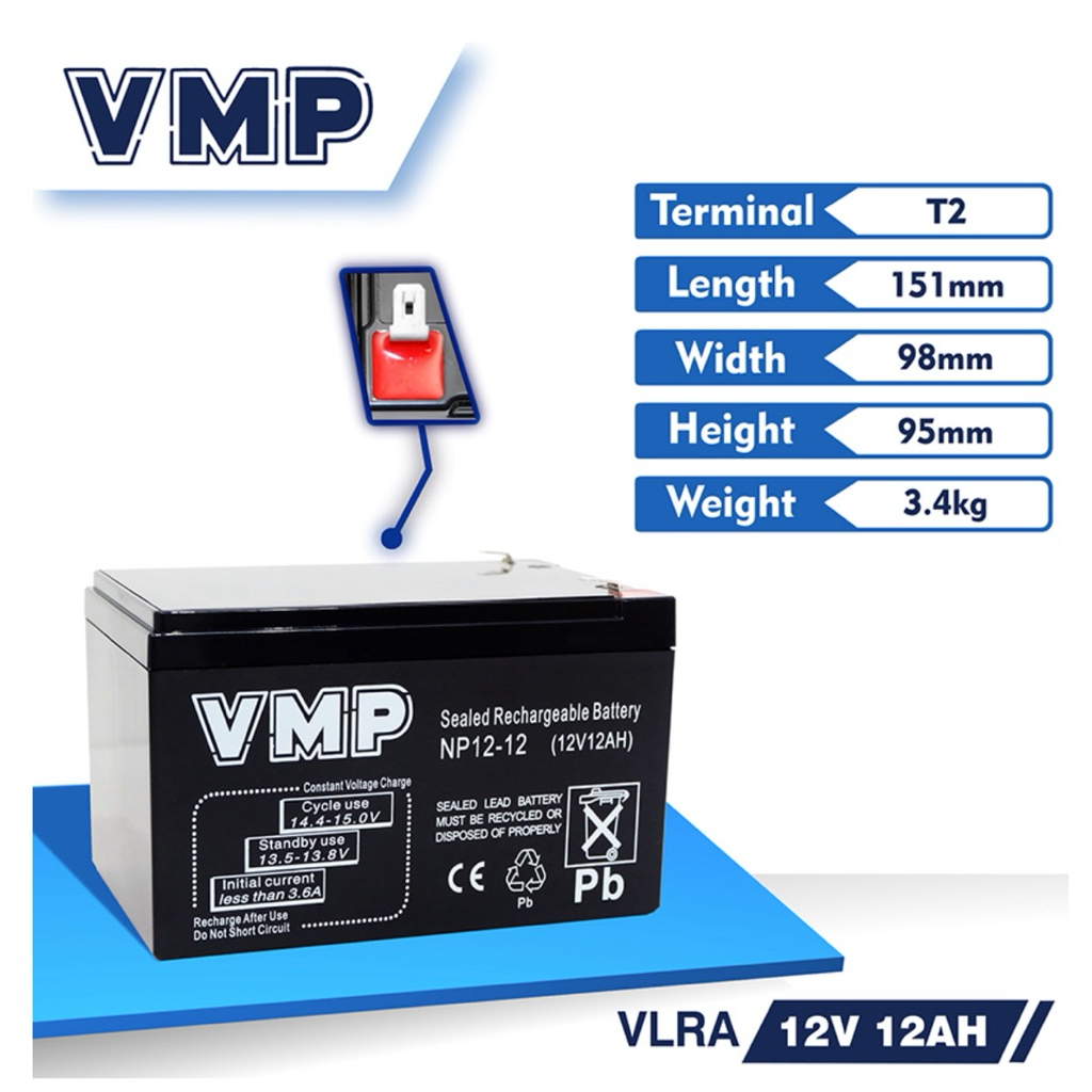 Baterai UPS VMP 12V 12AH aki ups vrla 12v 12ah baterai vrla 12v 12ah
