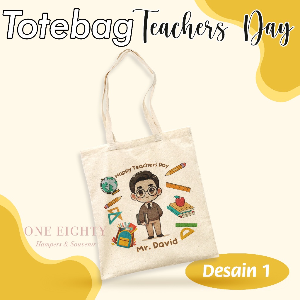 GIFT SOUVENIR TOTEBAG TAS HARI GURU CUSTOM HADIAH GURU PERPISAHAN FAREWELL SEKOLAH TEACHERS DAY