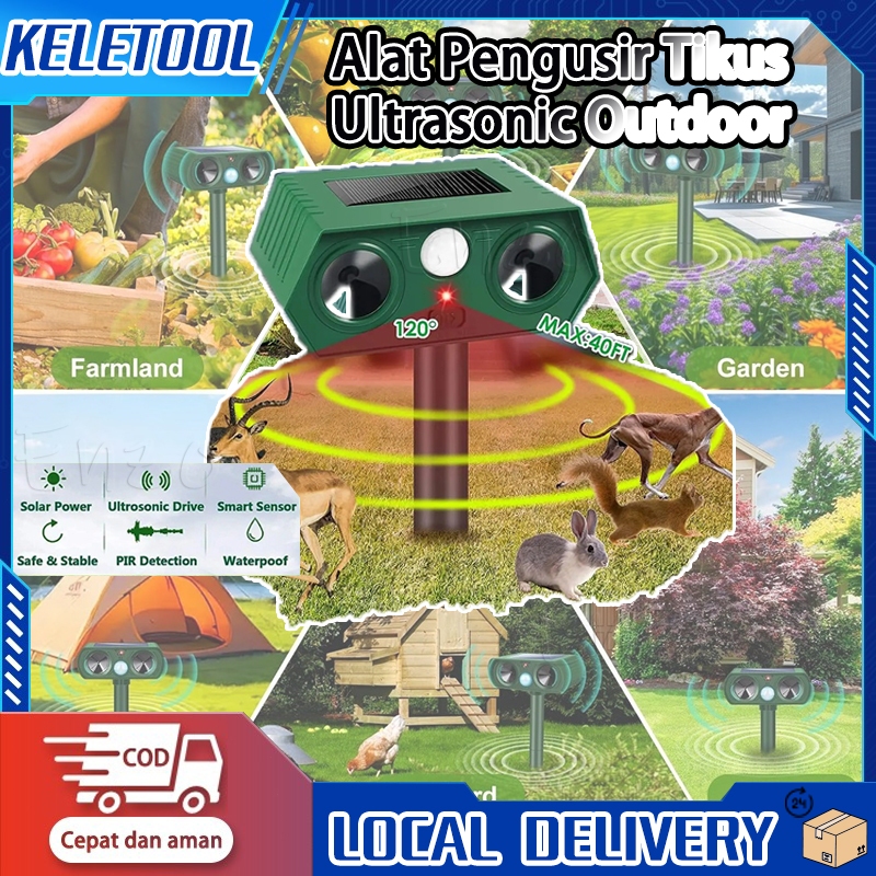 Pengusir Tikus Ultrasonic Alat Pengusir Tikus Ultrasonic Outdoor Tenaga Surya 5 Mode